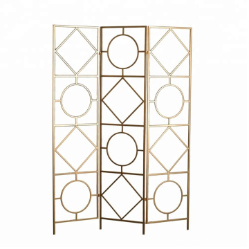 Mayco Morden Metal Folding Decorative Wedding Screen Partition 3 Panel Room Divider for Living Room